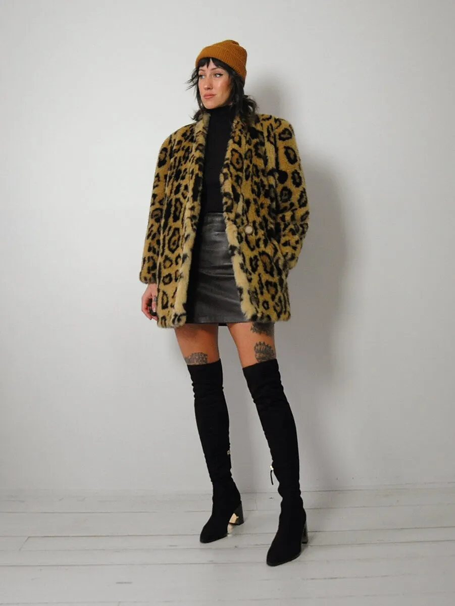 1980's Leopard Faux Fur Coat