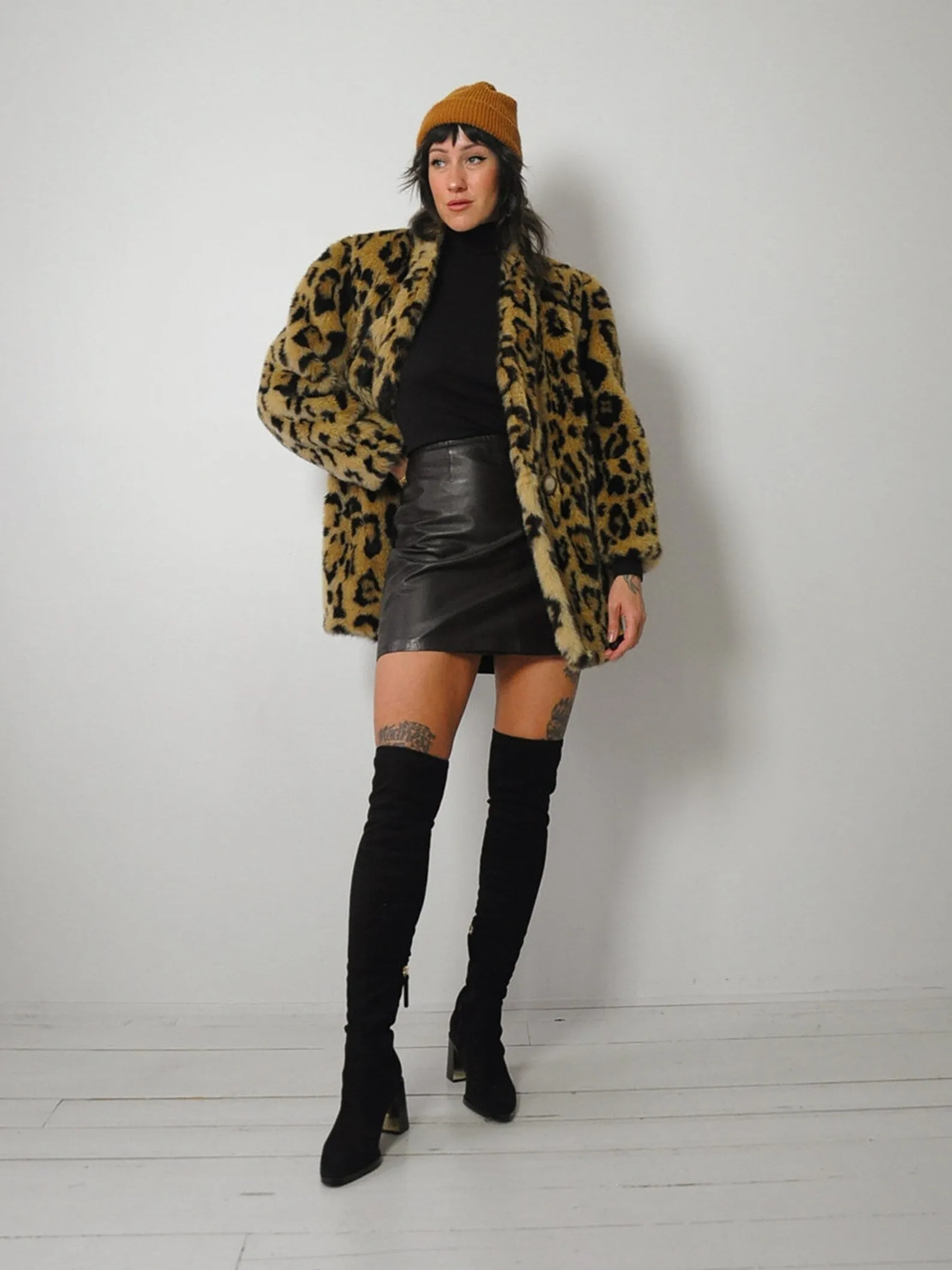 1980's Leopard Faux Fur Coat