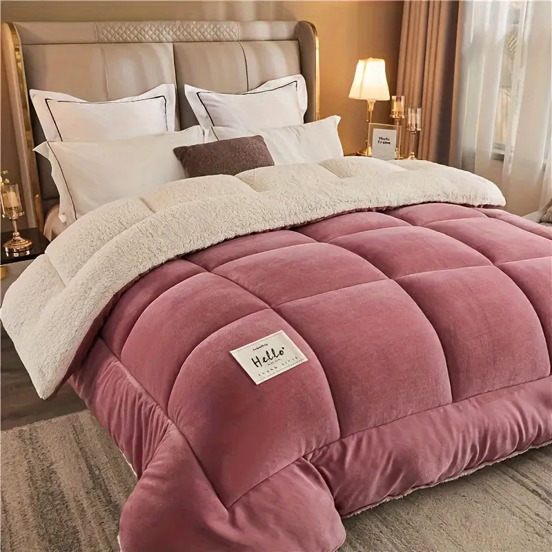 1pc Luxurious Thick Comforter Insert - Ultra Soft, Breathable, Quilted Down Alternative with Box Stitch, Machine Washable, Hypoallergenic, All-Season Warmth for Autumn and Winter, Soft Solid Color Duvet for Bedroom