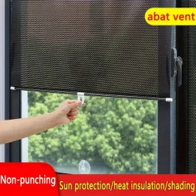 1pc Sunshade Roller Shades - Non-Perforated Retractable Window Curtains for Kitchen Balconies with Sunscreen and Thermal Insulation Functions