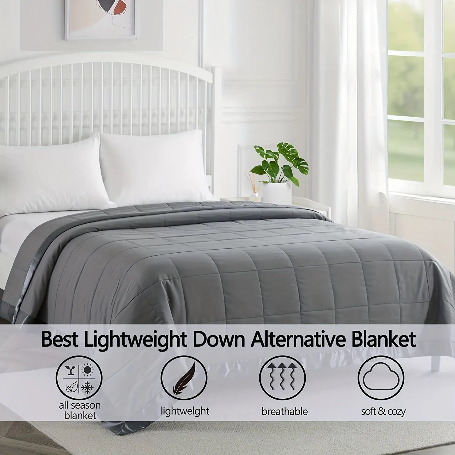 1pc Ultra-Cooling Summer Comforter – Hypoallergenic Down-Alternative Fill, Breathable & Soft for Night Sweats – Ideal for Bedroom and Living Spaces