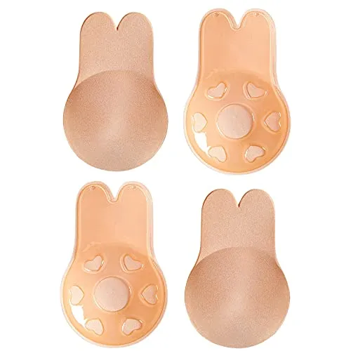 2 Pairs Sticky Bra Adhesive Invisible Bra, Strapless Backless Reusable Push Up Large Breast Lift Nipple Covers for Women