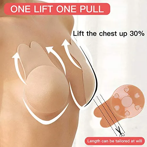 2 Pairs Sticky Bra Invisible Adhesive Bra, Backless Strapless Reusable Push Up Lift Nipple Covers for Women