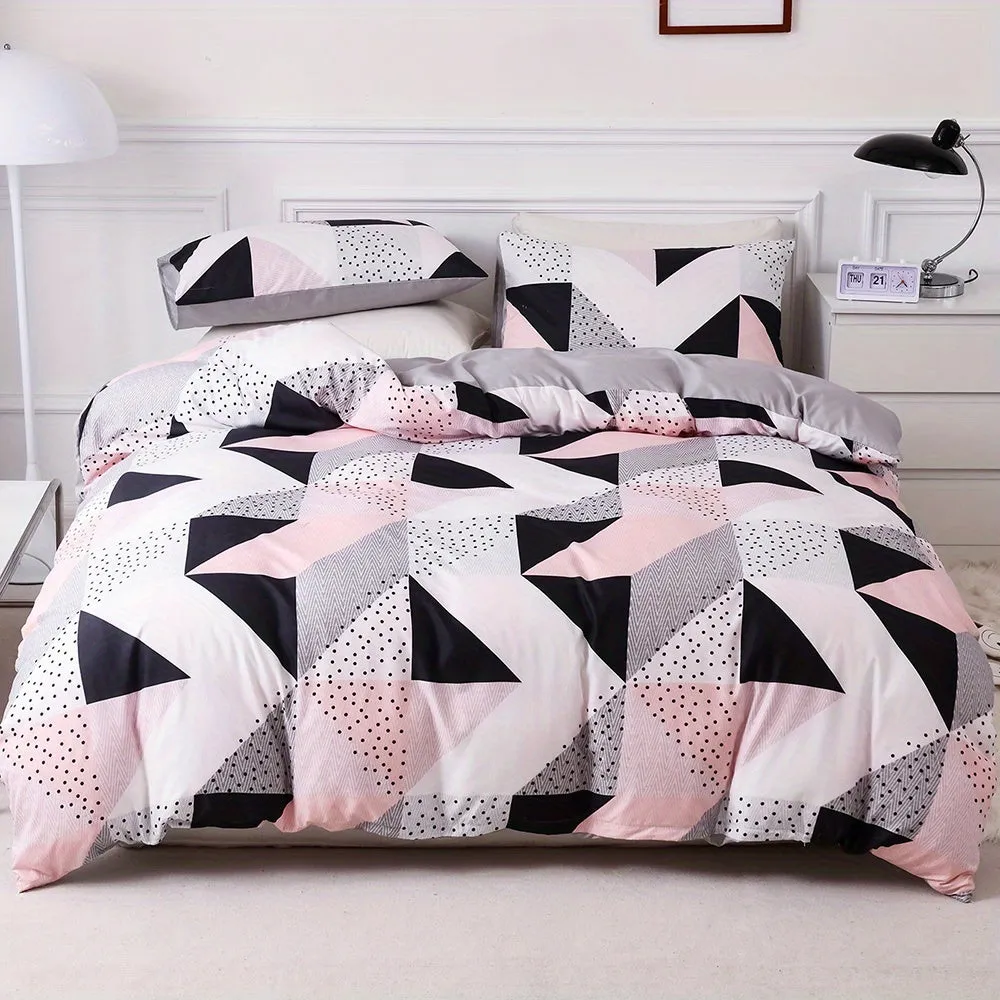 2/3pcs Plaid Duvet Cover Set with Geometric Pattern and Zipper Closure - Soft, Breathable, and Hypoallergenic Bedding for Bedroom and Dorm Room Decor - Perfect for Cozy Sleeping and Stylish Home Furnishing