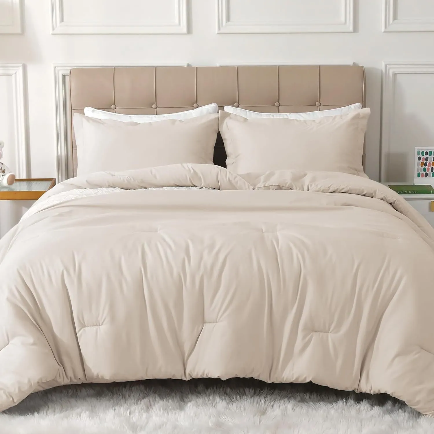 3-Piece Queen Size Comforter Set - Soft, Warm, and Cozy Bedding for All Seasons with 1 Comforter and 2 Pillow Shams - Hypoallergenic, Breathable, and Easy Care