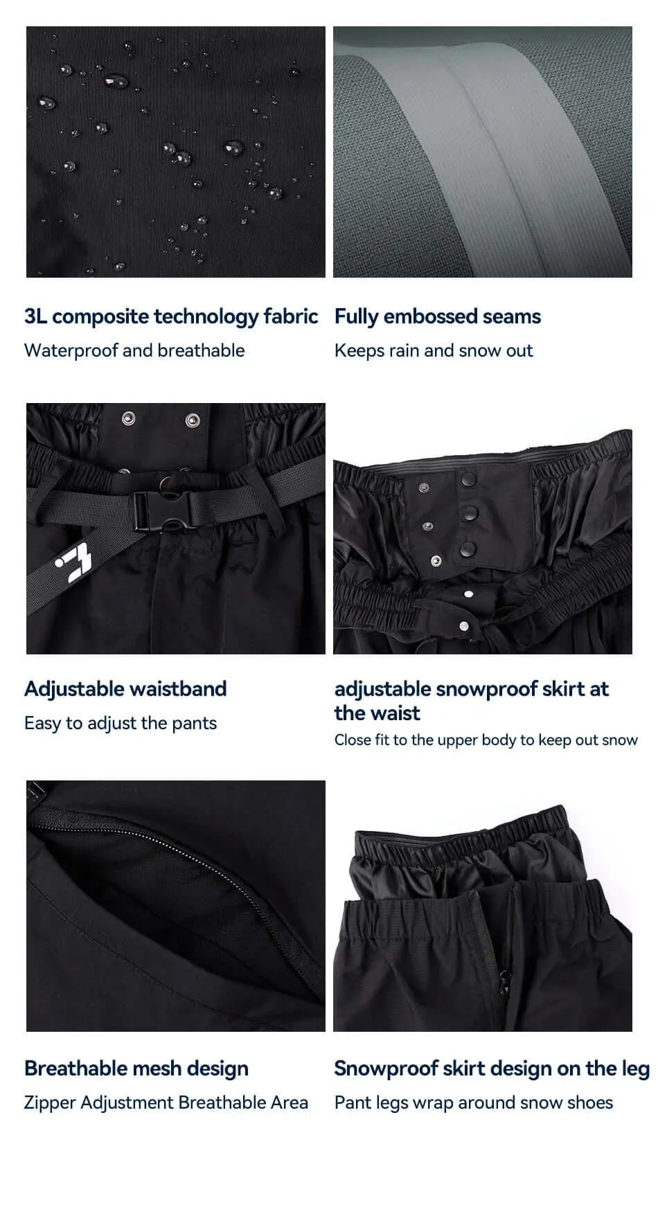 3L Water & Windproof Trendy Oversized Ski Pants For Men