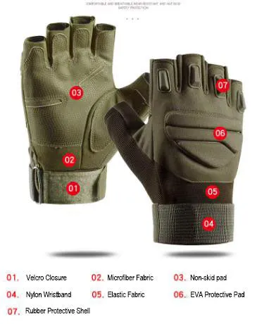 Airsoft Tactical Military Cycling Outdoor Combat Gloves Fingerless Size M-XL 3 Colours ATG016