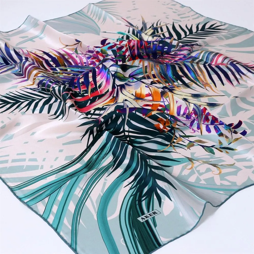 Aker Nature Teal Silk Scarf Nadia