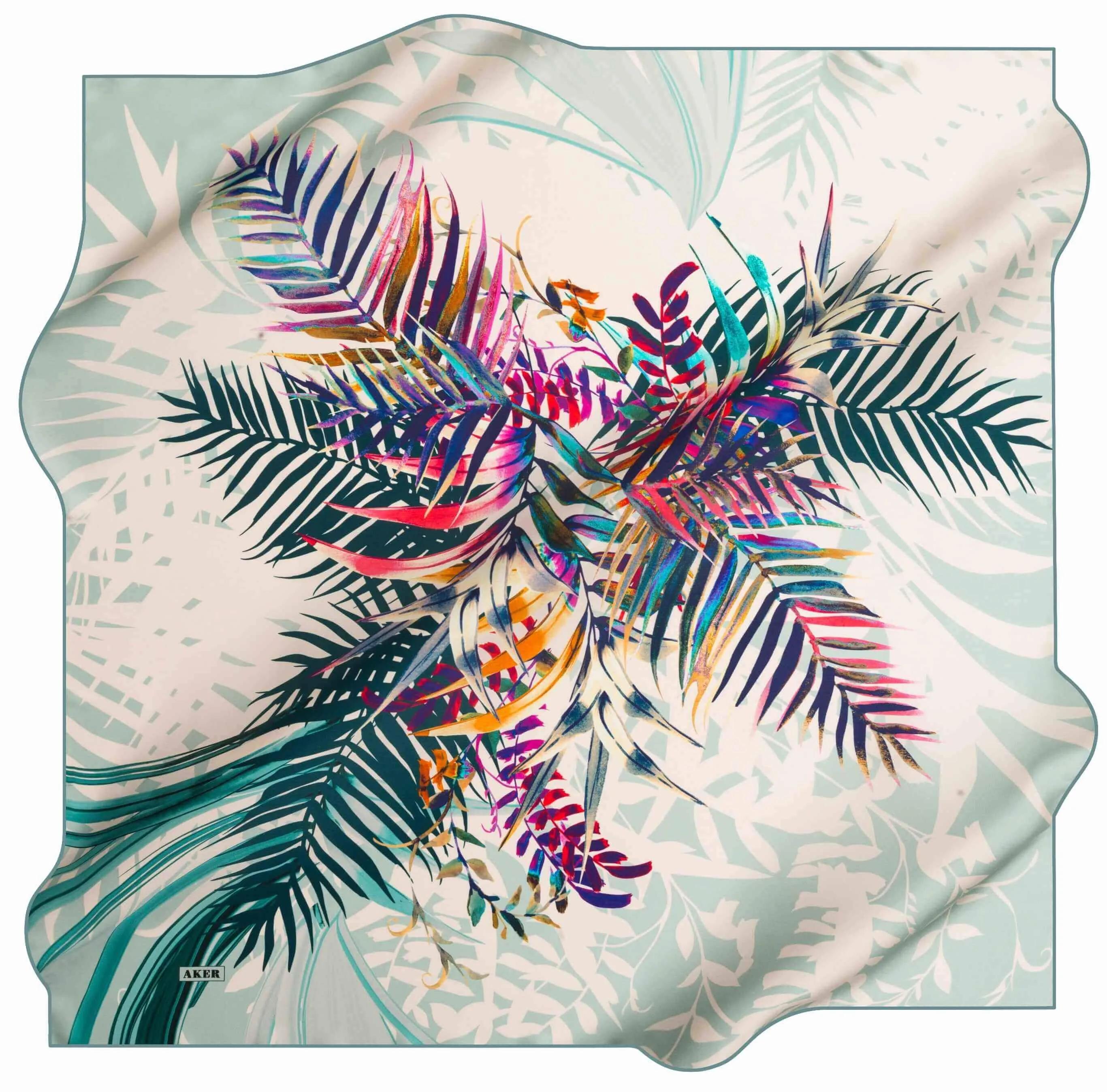 Aker Nature Teal Silk Scarf Nadia