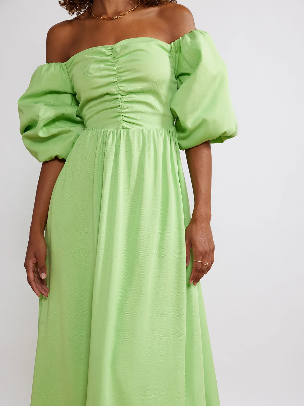 Alexis Green Bardot Midi Dress