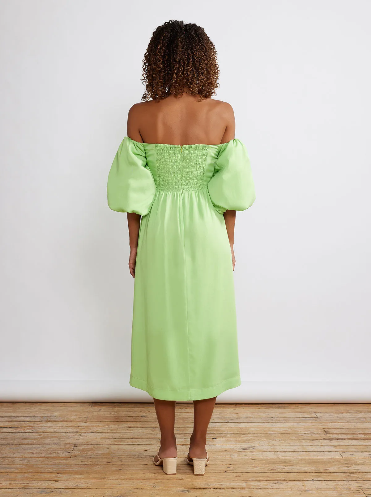 Alexis Green Bardot Midi Dress