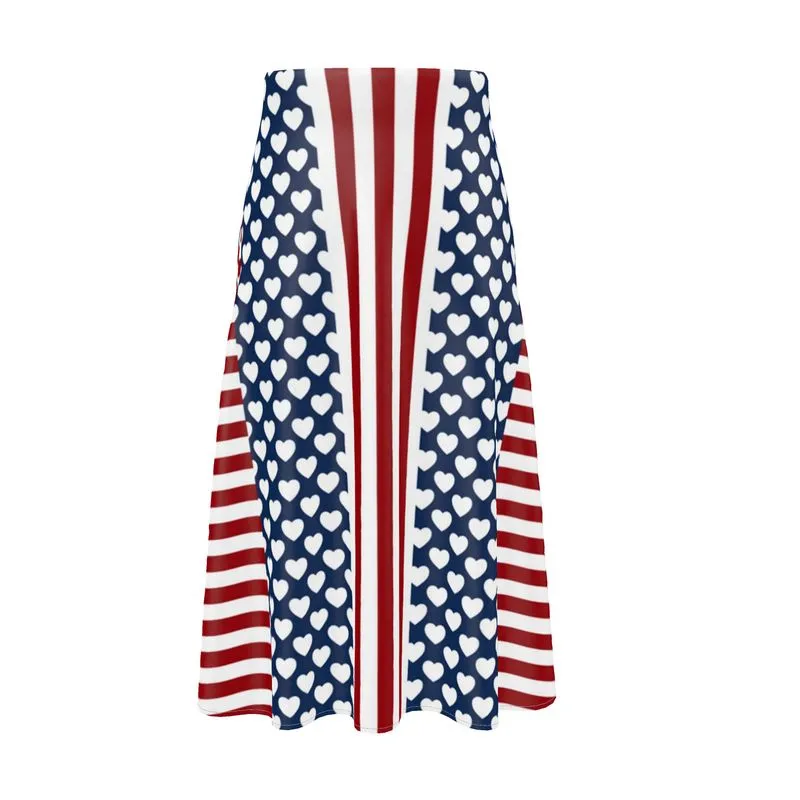 Americana Hearts and Stripes Midi Skirt