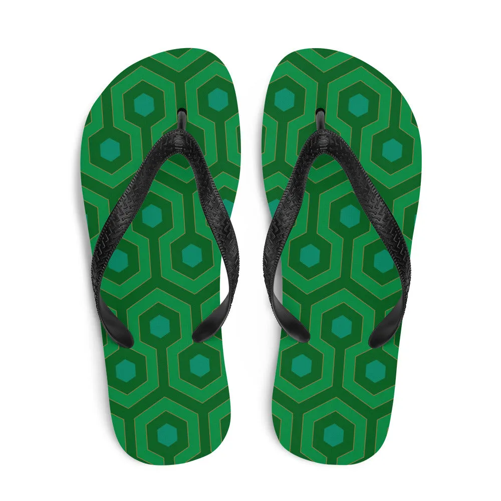 Amie Thong Flip-Flop Beach Sandals in Green Hotel Hexagon | Pinup Couture Relaxed