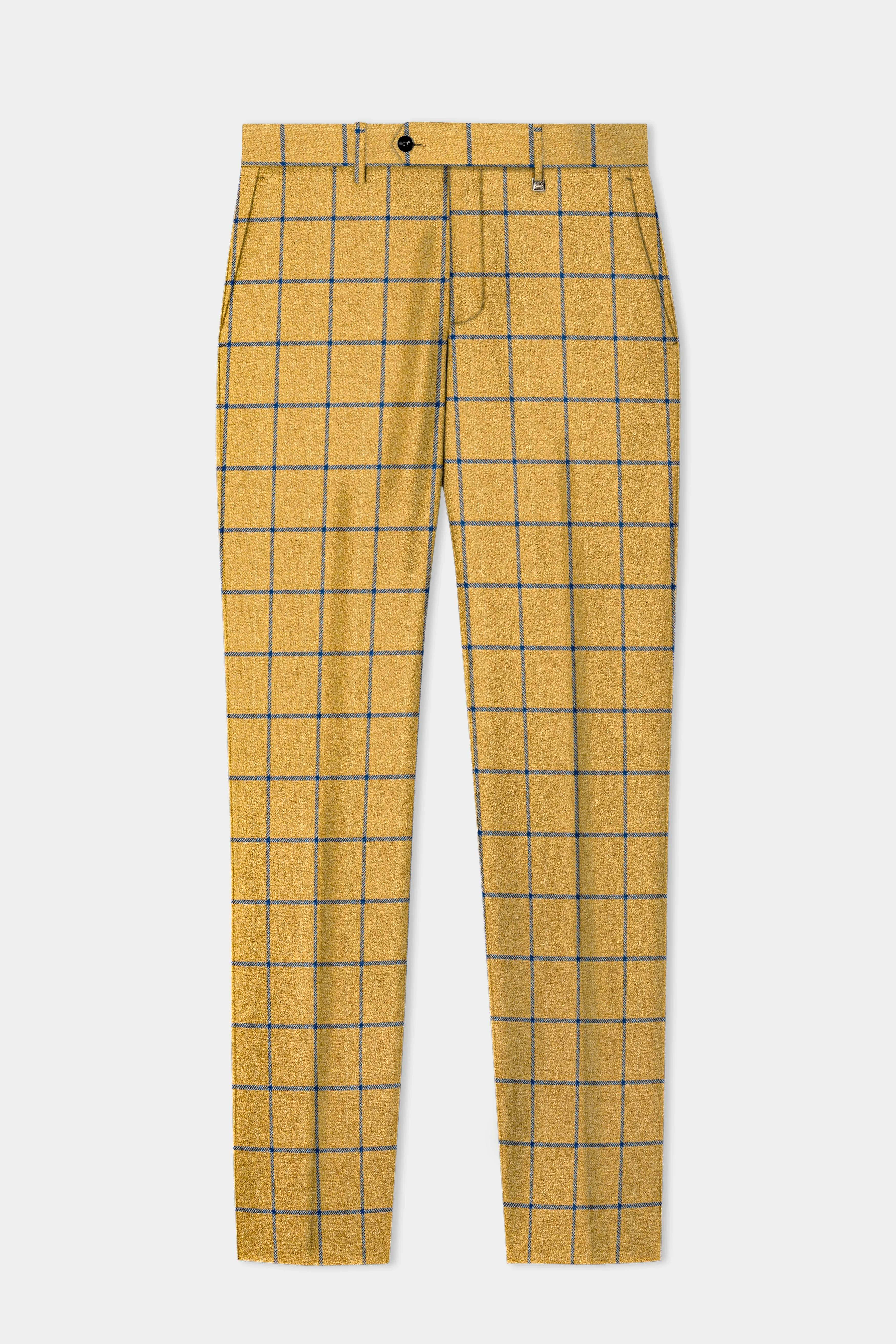 Anzac Yellow with Astronaut Blue Windowpane Tweed Pant