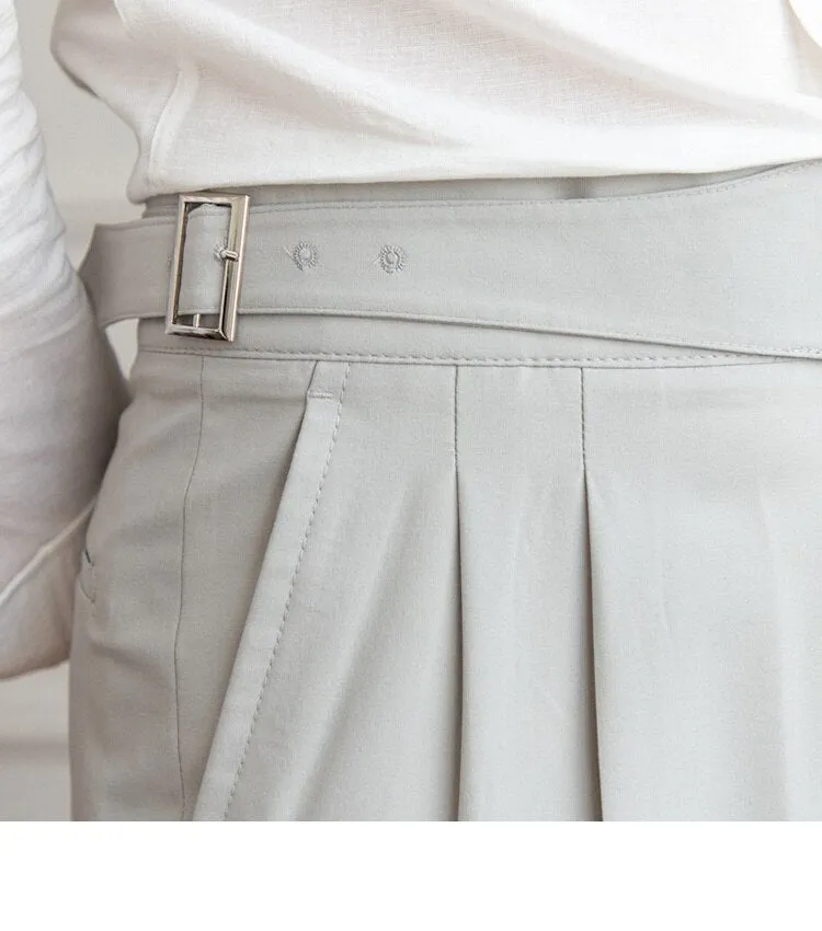 Ash Grey Classic Buckle Gurkha Pants by Italian Vega®