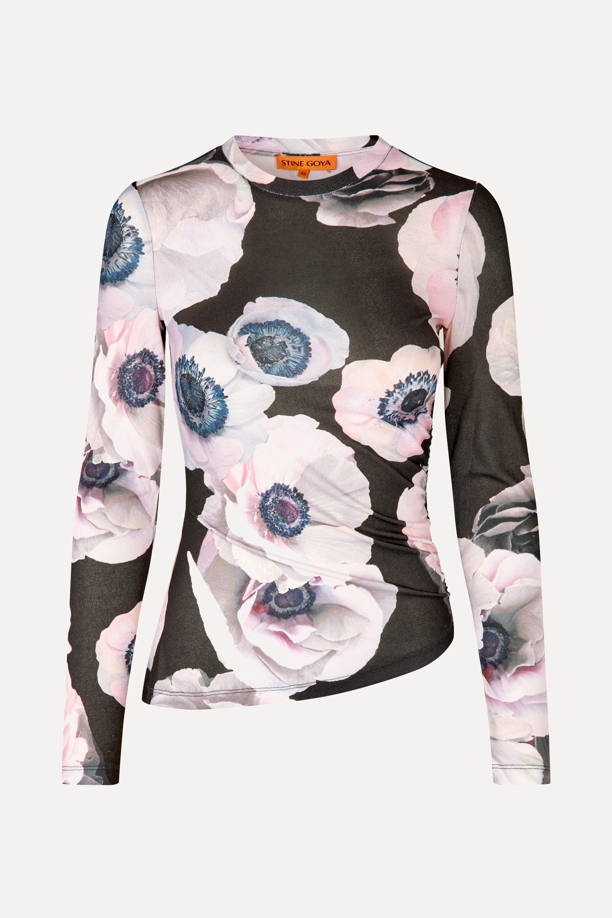 Asymmetric Long Sleeve Top - Nostalgic Anemone