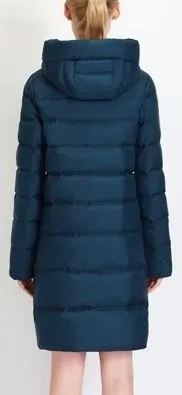 Asymmetric Zip Puffer Down Coat in Blue