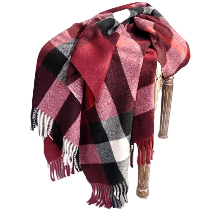 Autumn and Winter  Scarf Female British Bagh Bristled Cashmere Scarf Shawl Dual-use Thick Couple Scarf