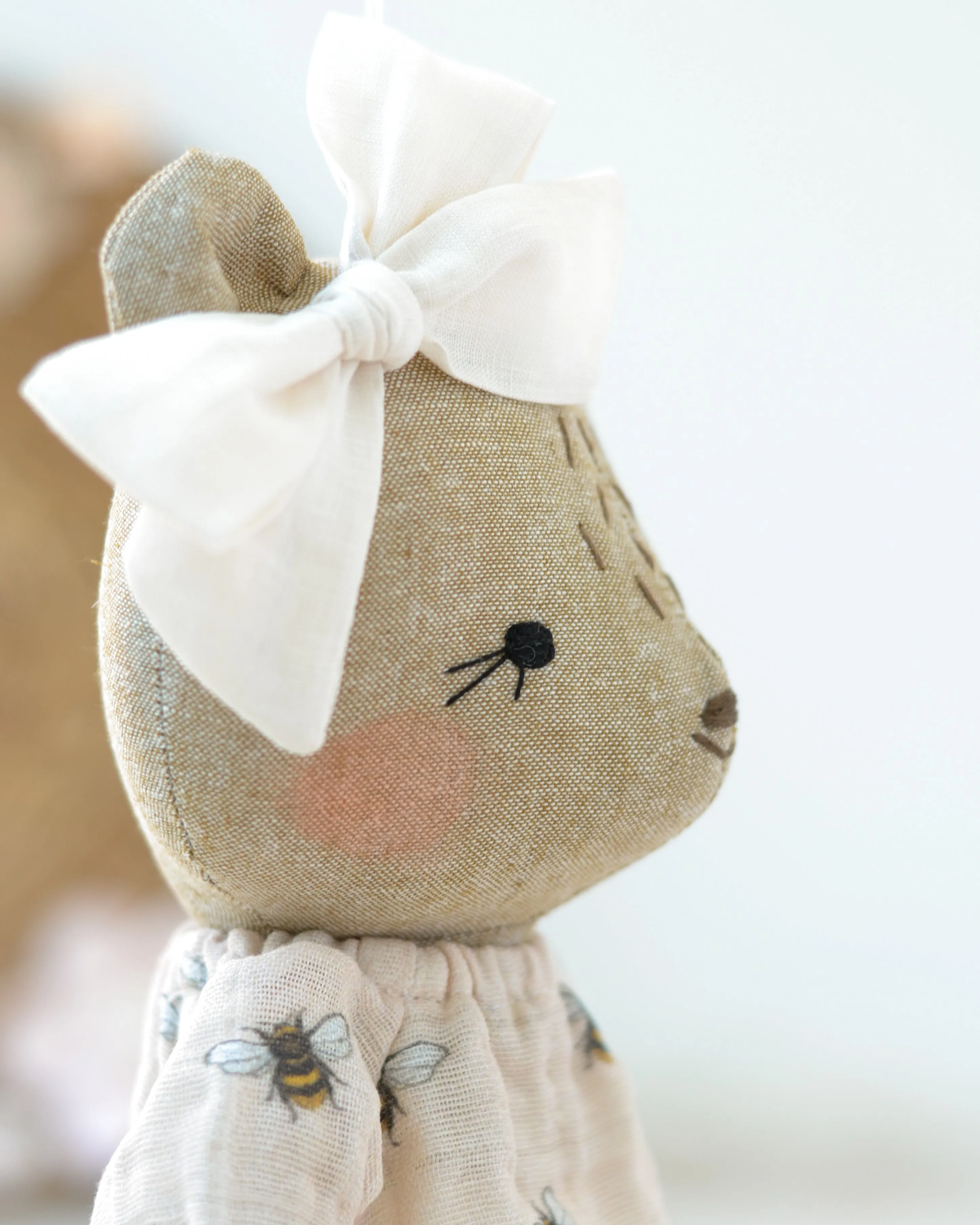 Bear Soft Toy Charlotte | Bee Top with White Pants