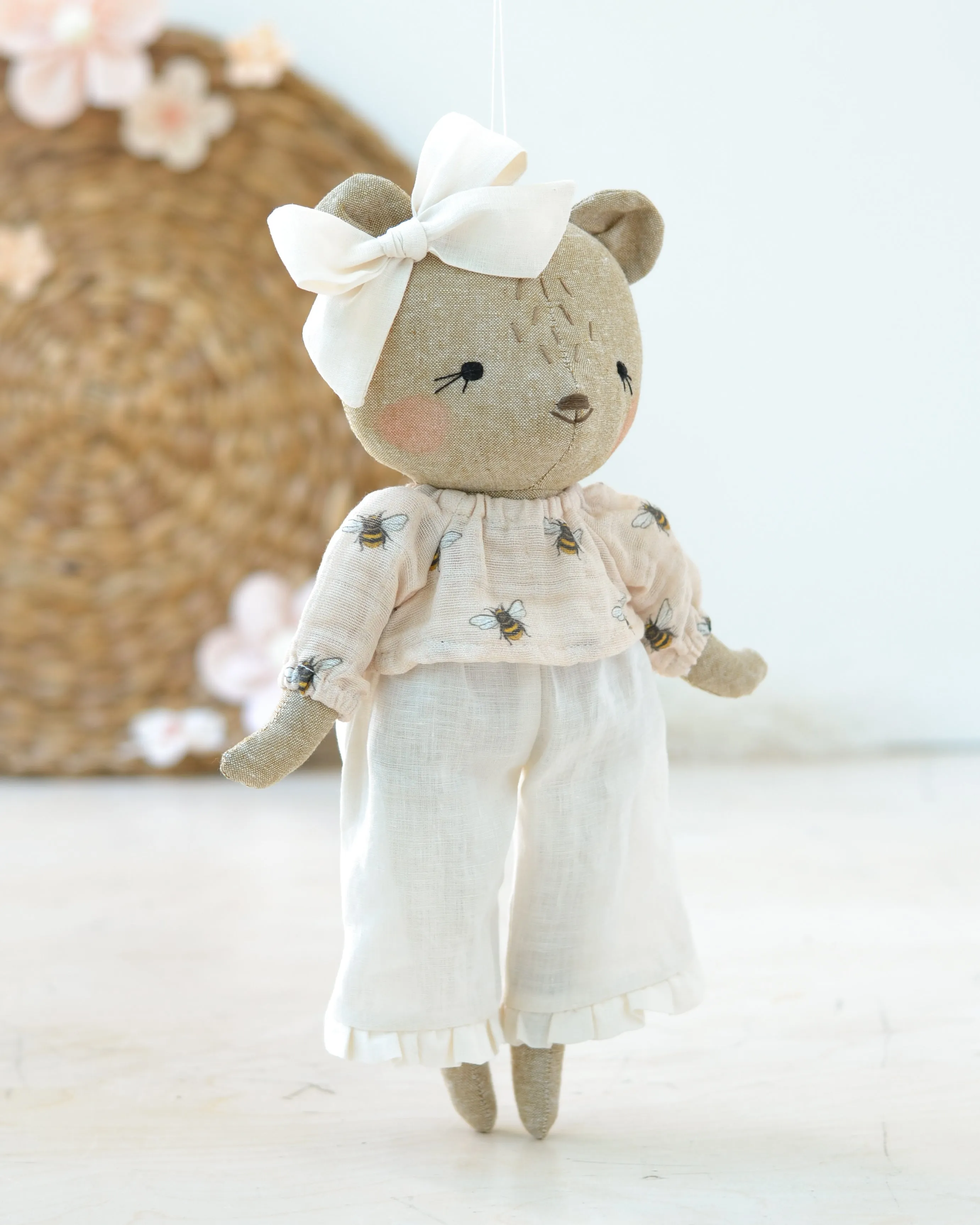 Bear Soft Toy Charlotte | Bee Top with White Pants