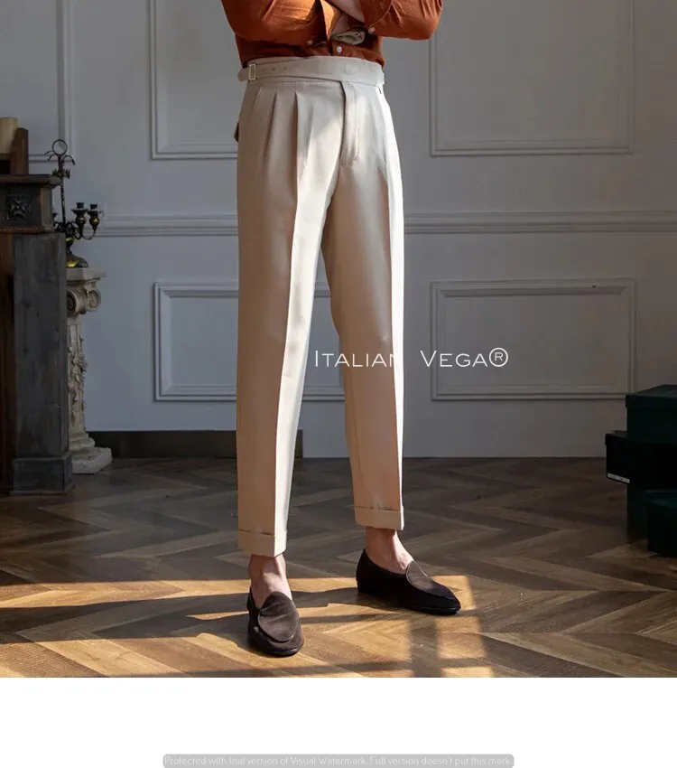 Beige Classic Buckle Gurkha Pants by Italian Vega®