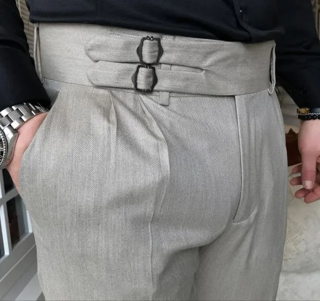 Beige Double Buckle Gurkha Pants