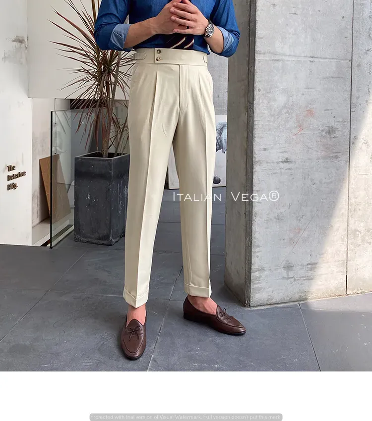 Biege Signature Buttoned Gurkha Pants by Italian Vega®