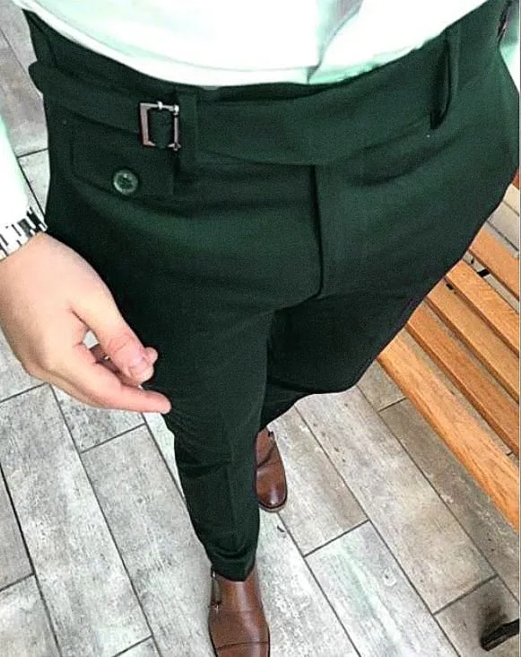 Bottle Green Single Buckle Gurkha Pants