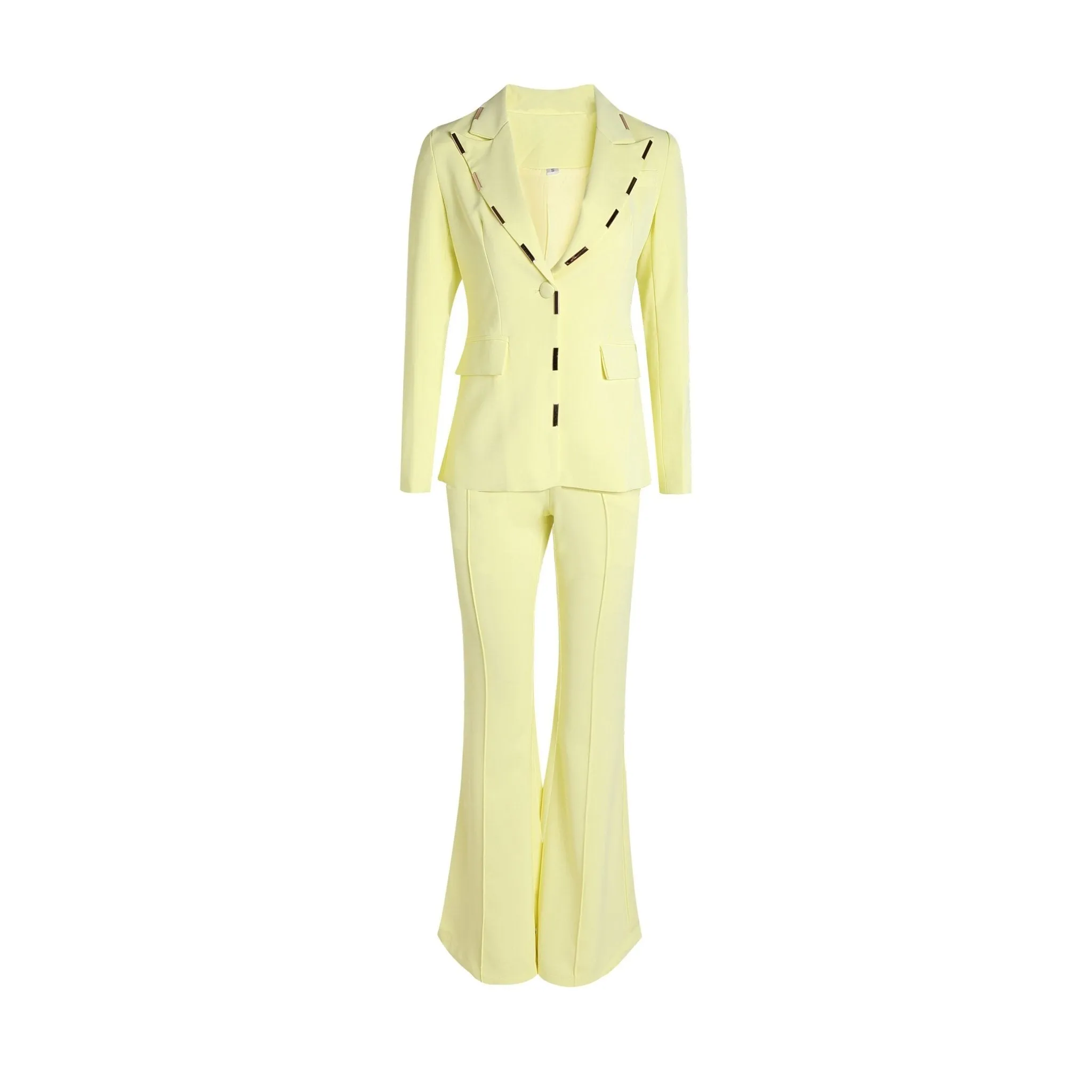 Brenda Long Sleeve Collared Blazer & Flared Pants Set