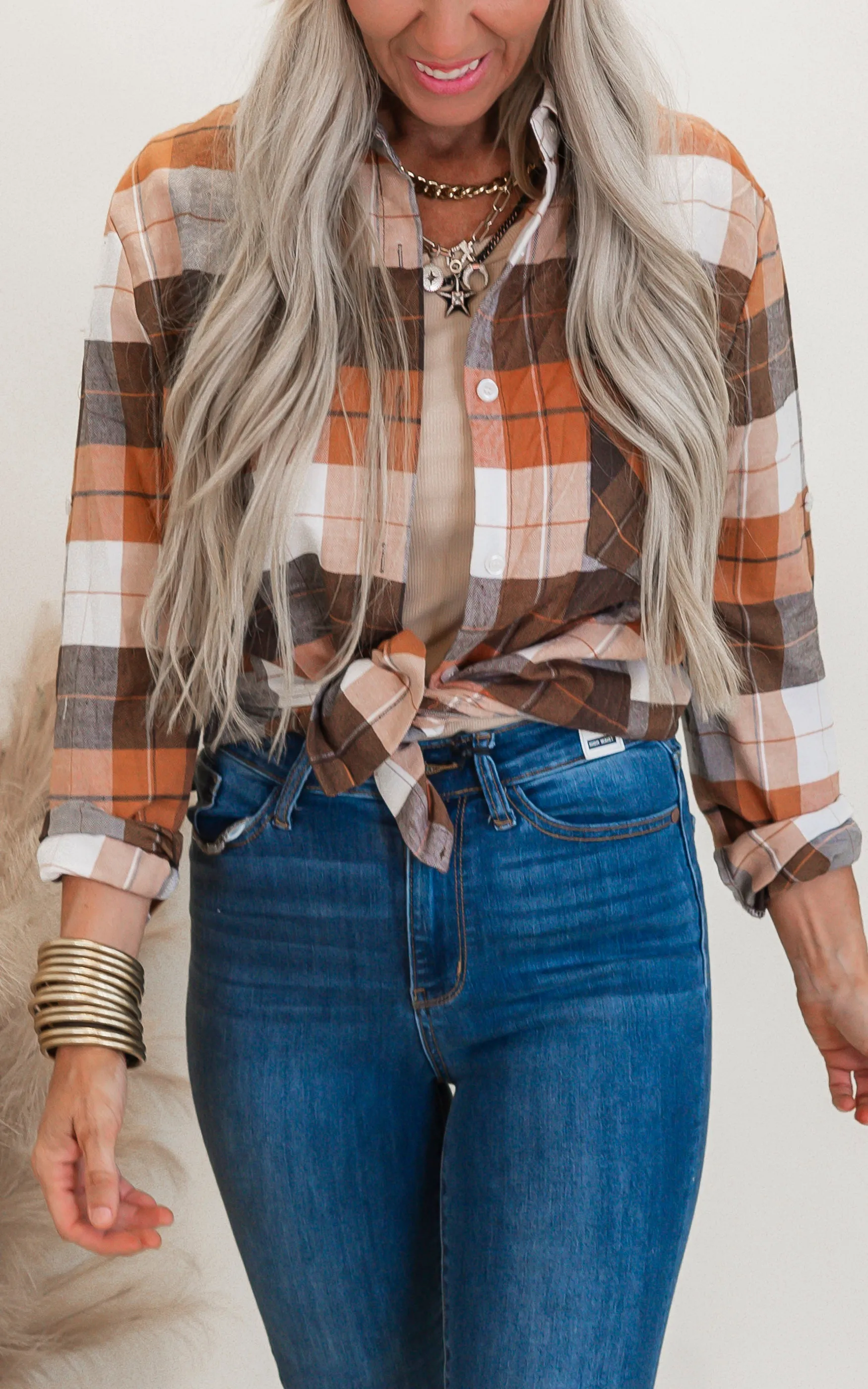 Brown Plaid Flannel Shirt