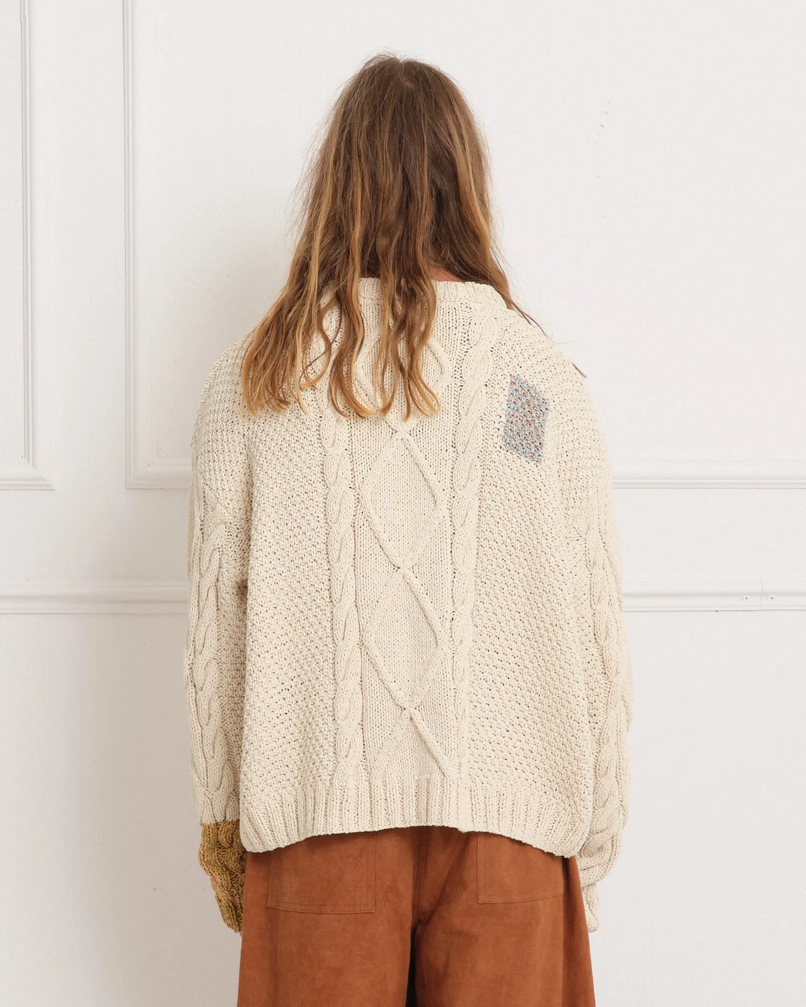 Cable Knit Jumper - Ecru Darn-Knit