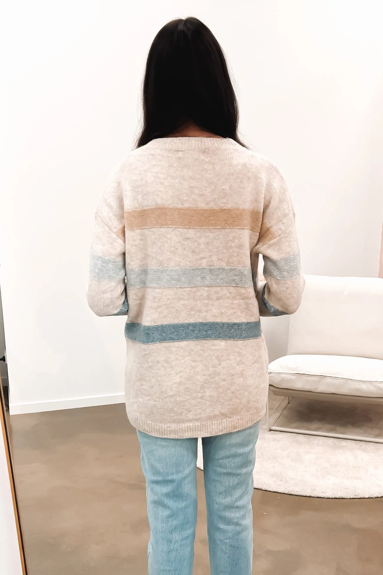 Carlos Knit Jumper Beige Blue