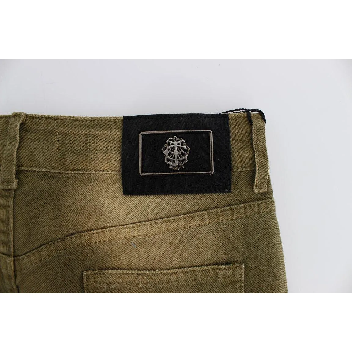 Cavalli Green Slim Fit Cotton Stretch Jeans