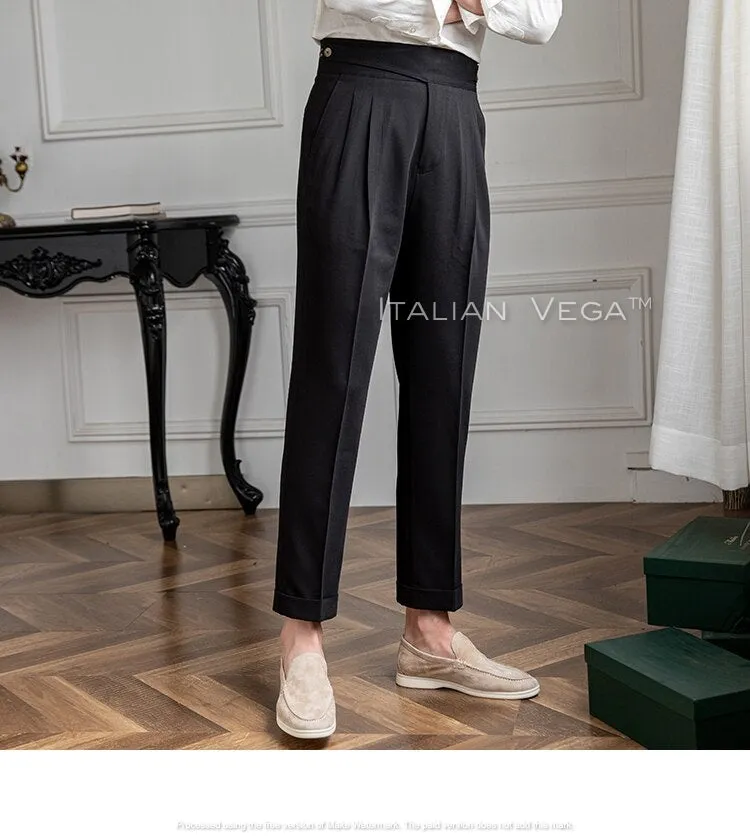 Charcoal Black Classic Buttoned Gurkha Pants by Italian Vega®