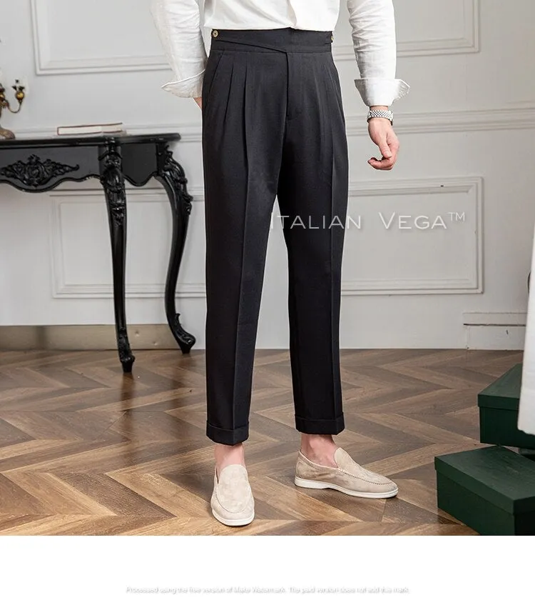 Charcoal Black Classic Buttoned Gurkha Pants by Italian Vega®