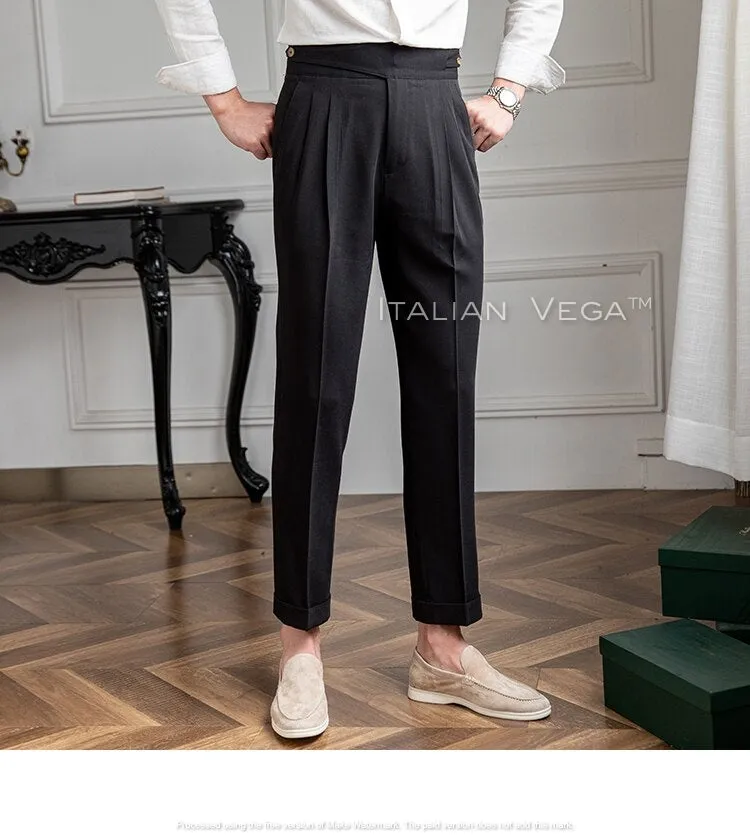 Charcoal Black Classic Buttoned Gurkha Pants by Italian Vega®