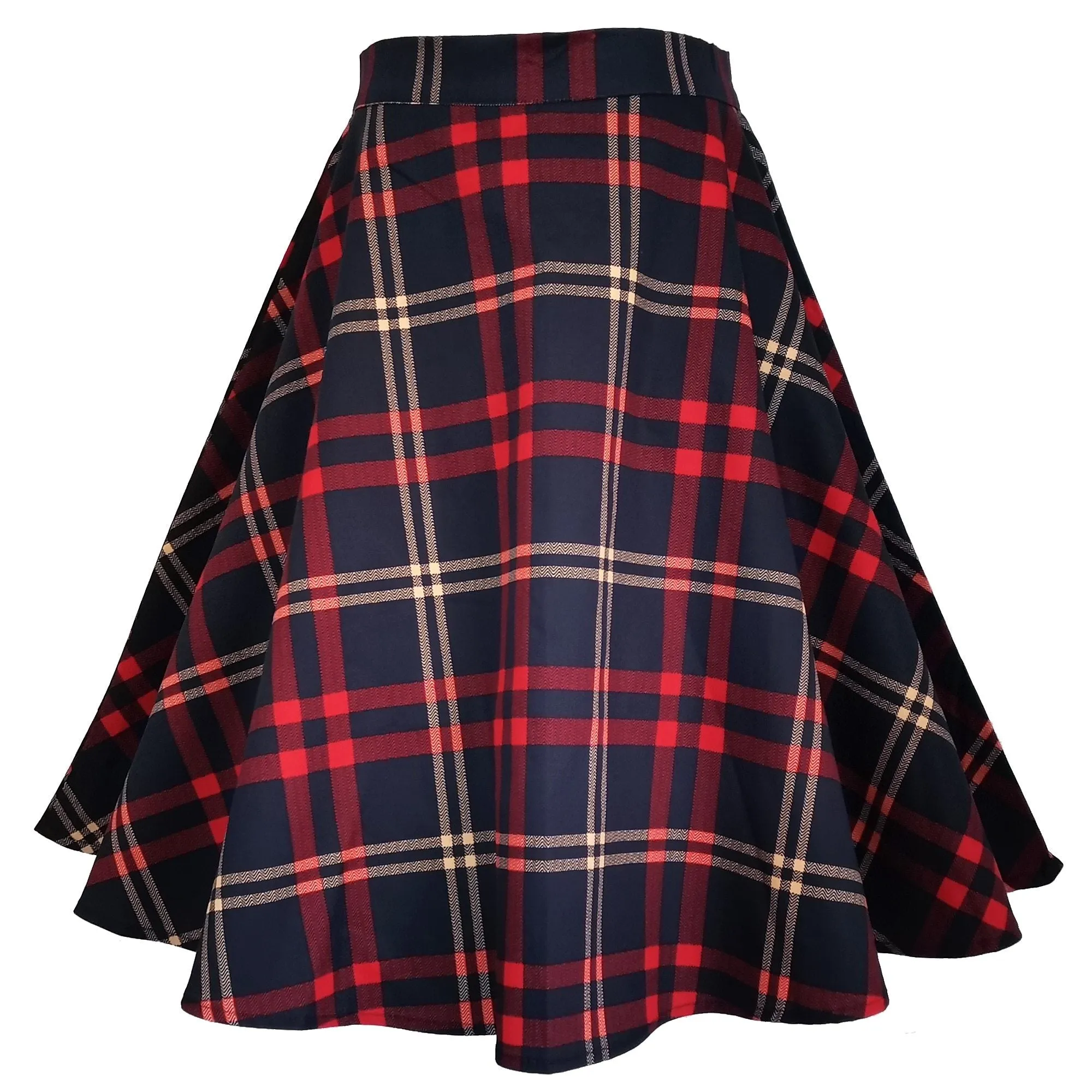 Checkered Cotton Womens Midi Skirts High Waist Pin Up Hepburn Retro Vintage Swing 50s 60s Rockabilly Plaid Jurken Skater 2021