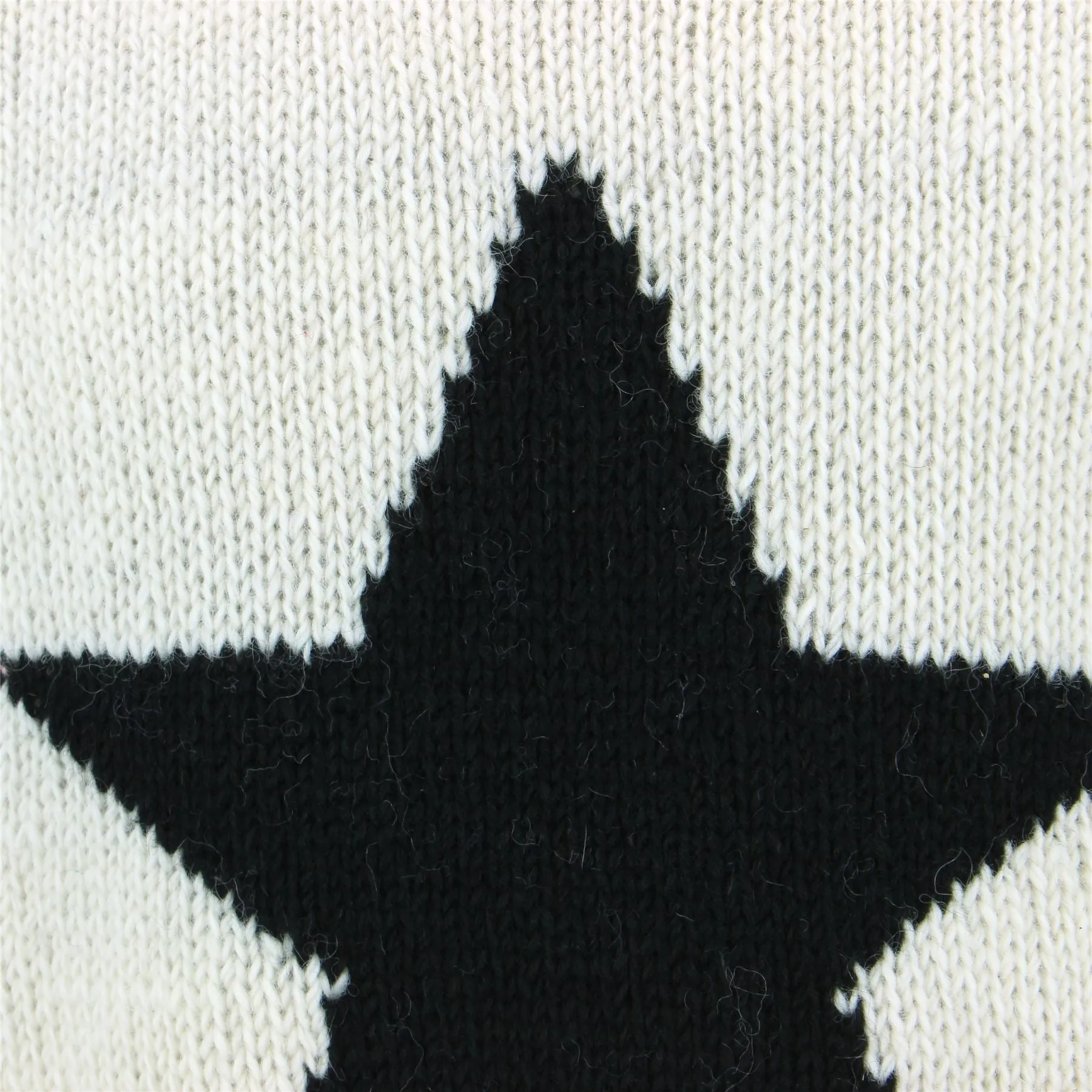 Chunky Wool Knit Star Jumper - Cream & Black