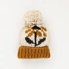 Coneflower Gold Hand Knit Beanie Hat