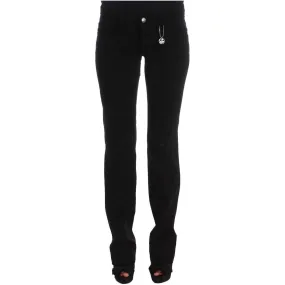 Costume National Chic Black Slim Fit Zippered Cotton Jeans