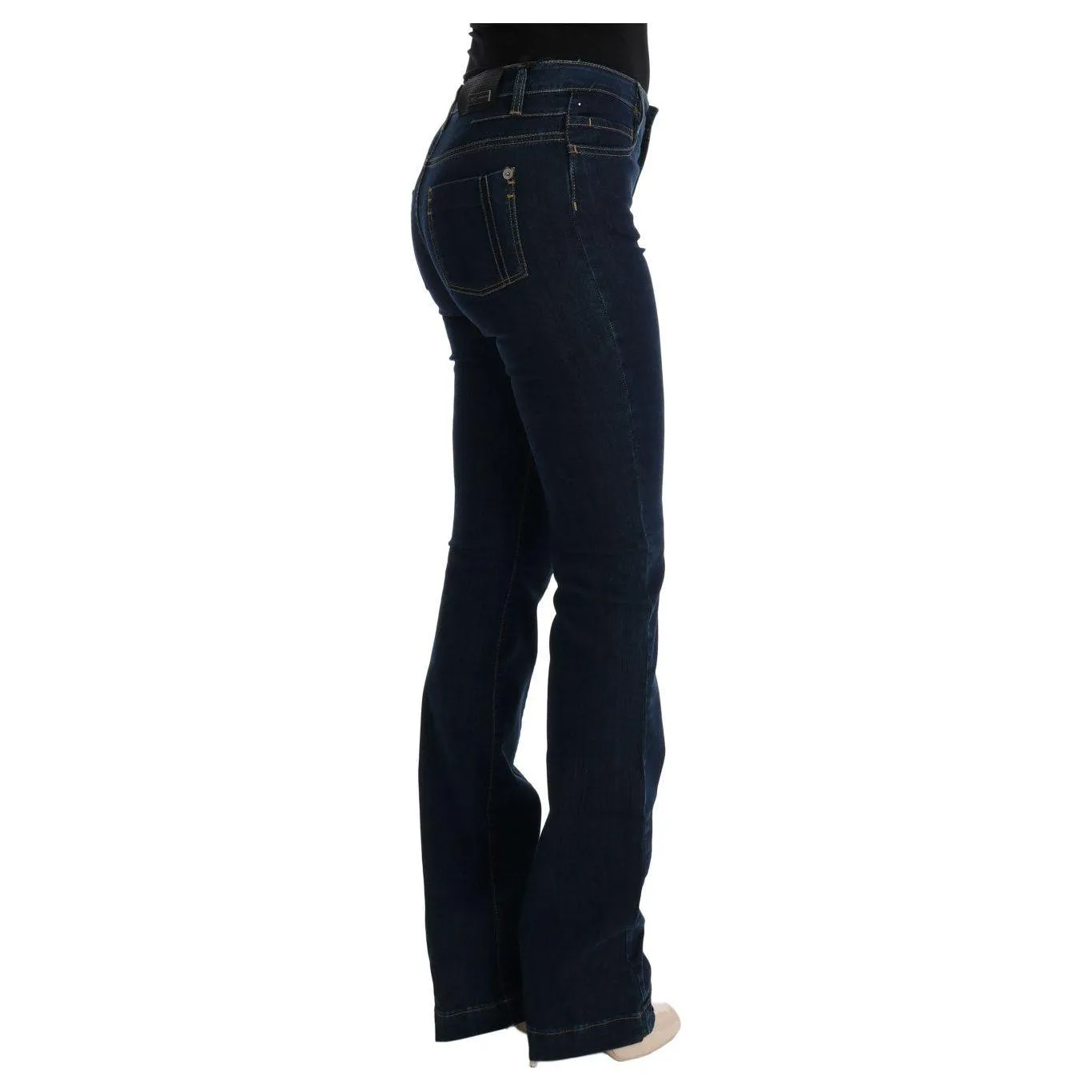 Costume National Chic Flared Cotton Jeans in Blue