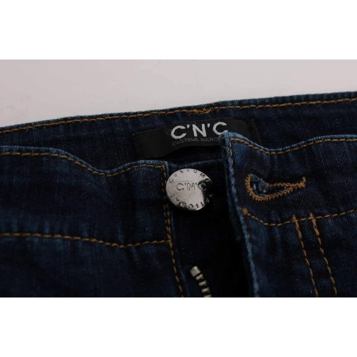 Costume National Chic Flared Cotton Jeans in Blue