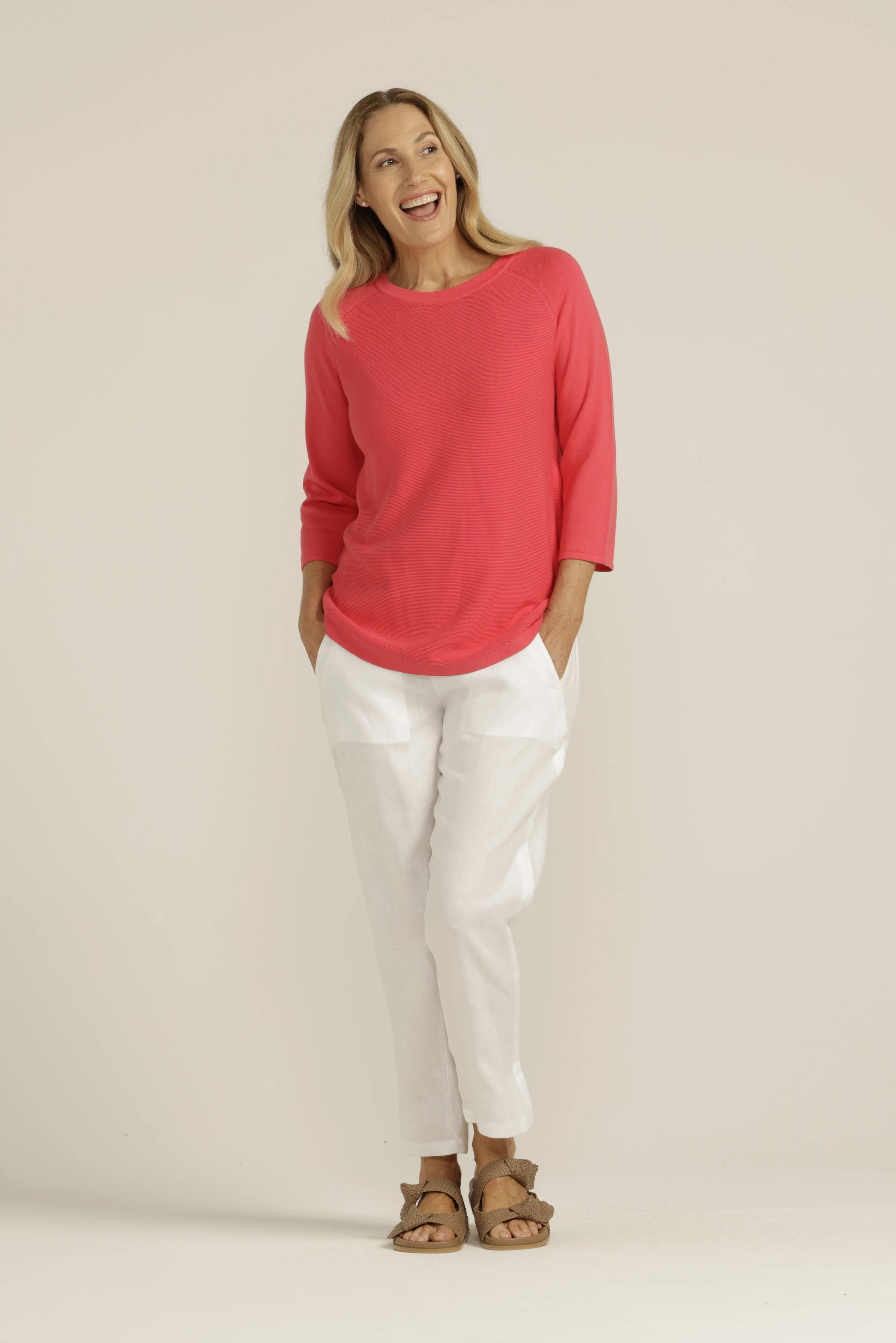 Cotton 3/4 Sleeve Raglan Jumper Blush