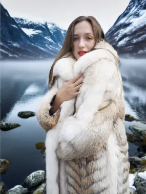 Coyote Fur Coat Coats White Fox Trim Shawl Collar S