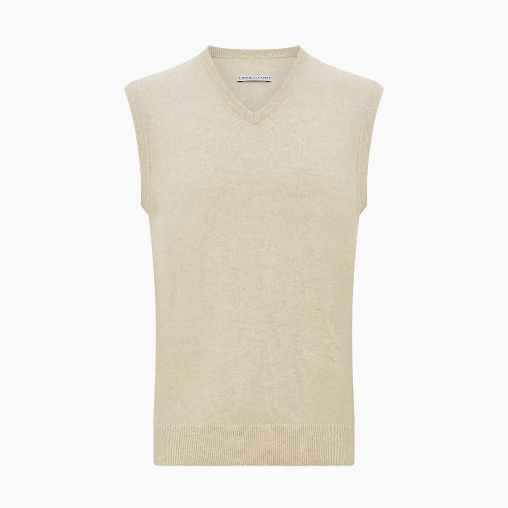 Cream Cashmere V-neck Vest