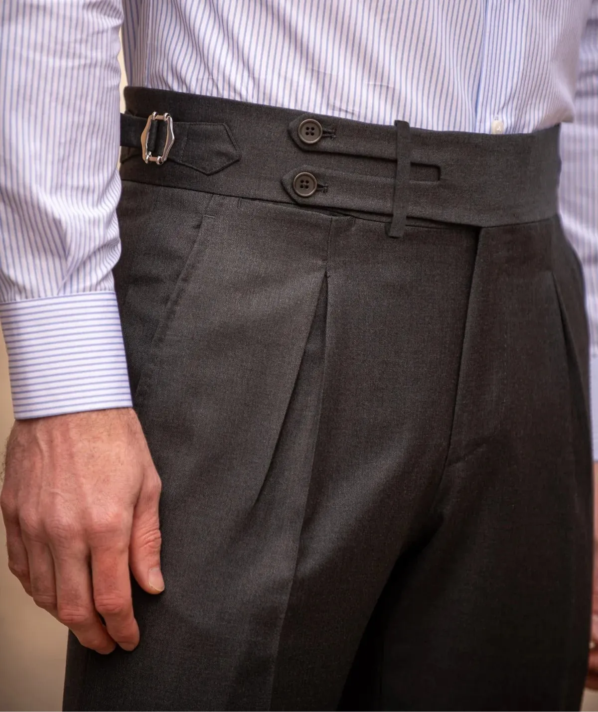 Dark Grey Double Buttoned GURKHA PANTS by ITALIANVEGA®