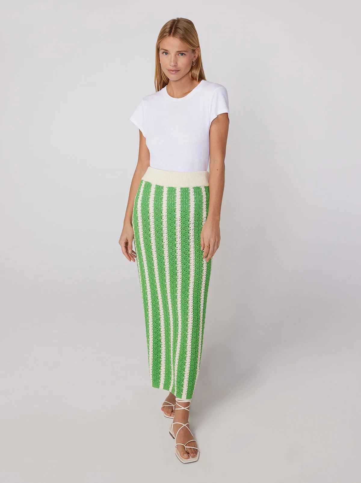 Delphine Green Knit Midi Skirt