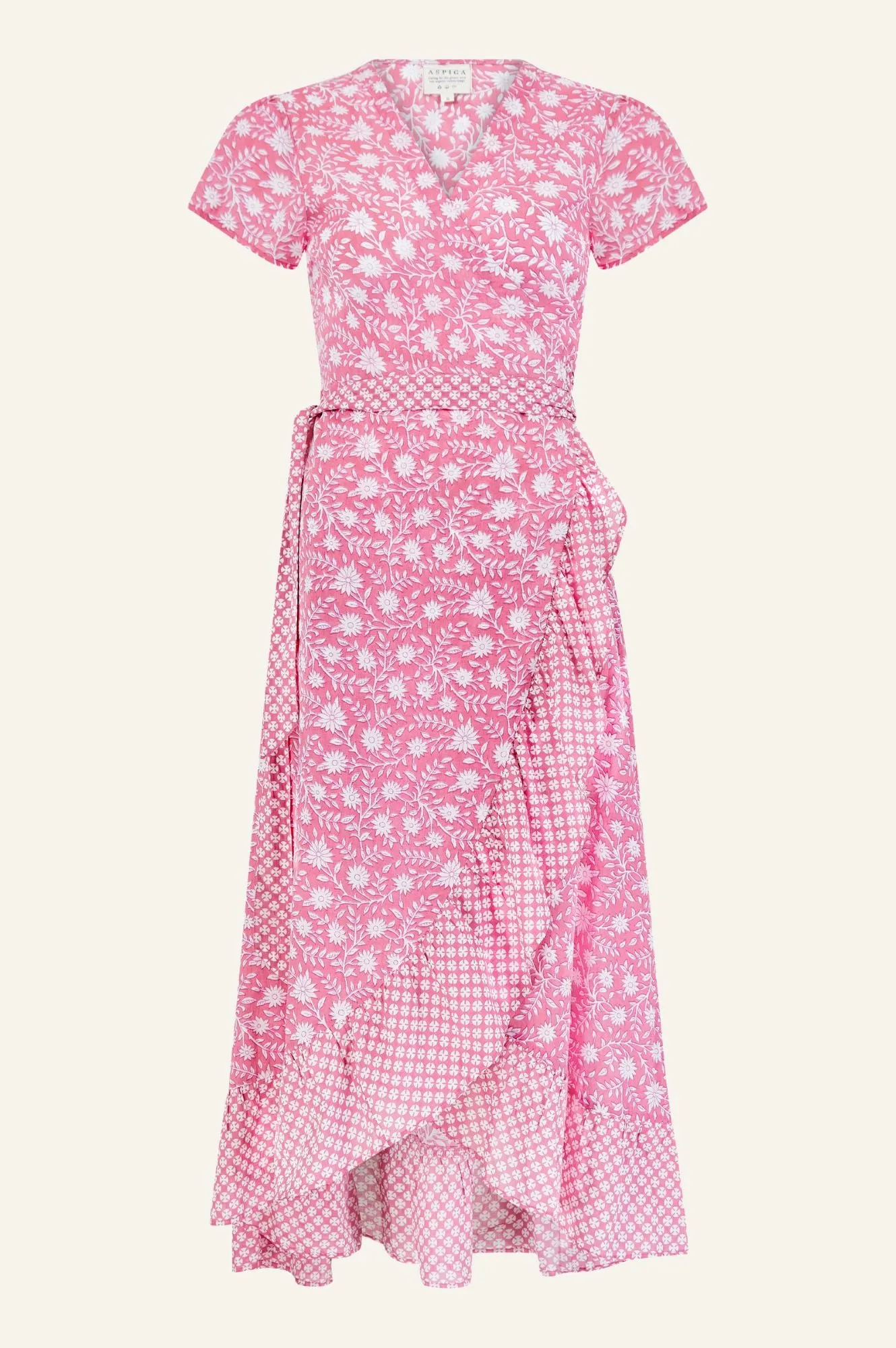 Demi Cotton Wrap Dress | Primula Pink/White