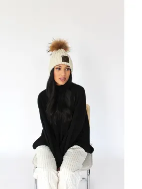 Designer Up-Cycled Fur Pom Beanie