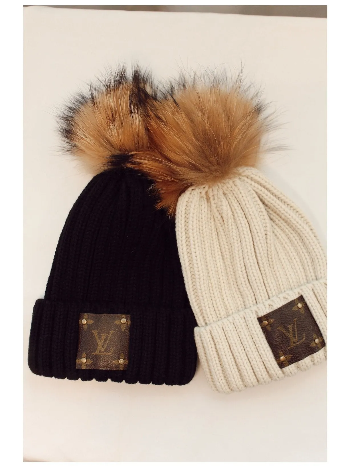 Designer Up-Cycled Fur Pom Beanie